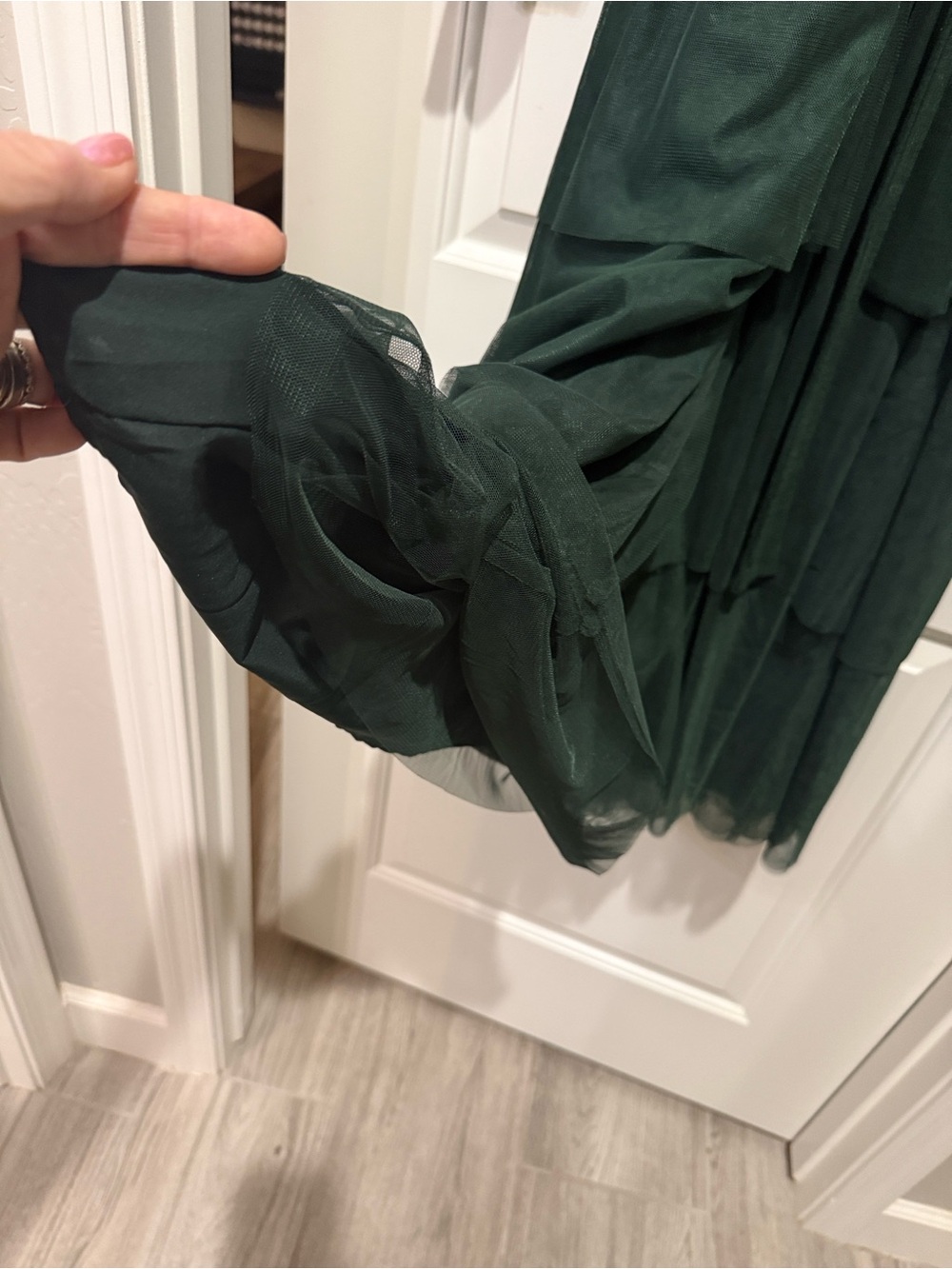 Ivy City Co Dark Green Tiered Maxi Dress with Puff Sleeves - Picture 7 of 10